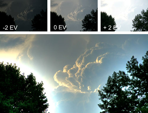 Die drei Aufnahmen und das daraus resultierende HDR-Bild.